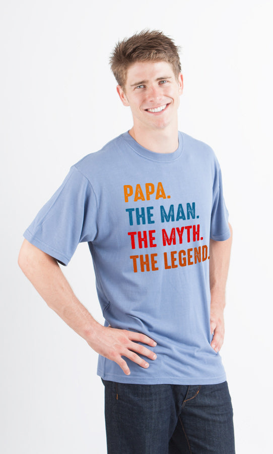 Spun Bamboo Papa, the Man, the Myth, the Legend Men's Bamboo Viscose/Organic Cotton Short Sleeve Graphic T-Shirt — feature hi