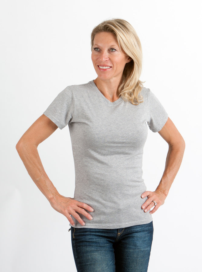 Spun Bamboo Spun Bamboo Women's Bamboo/Cotton Short Sleeve Crew Neck T-Shirt - Heather Grey — main product shot