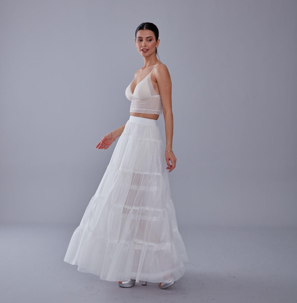 White Petticoat with Elastic Band - Perfect for Parties – Bridal Port, view 2