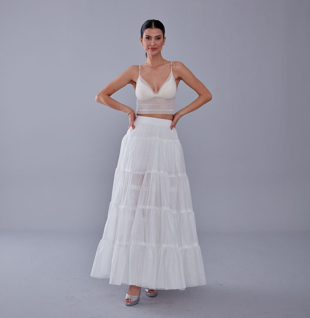 White Petticoat with Elastic Band - Perfect for Parties – Bridal Port, view 3