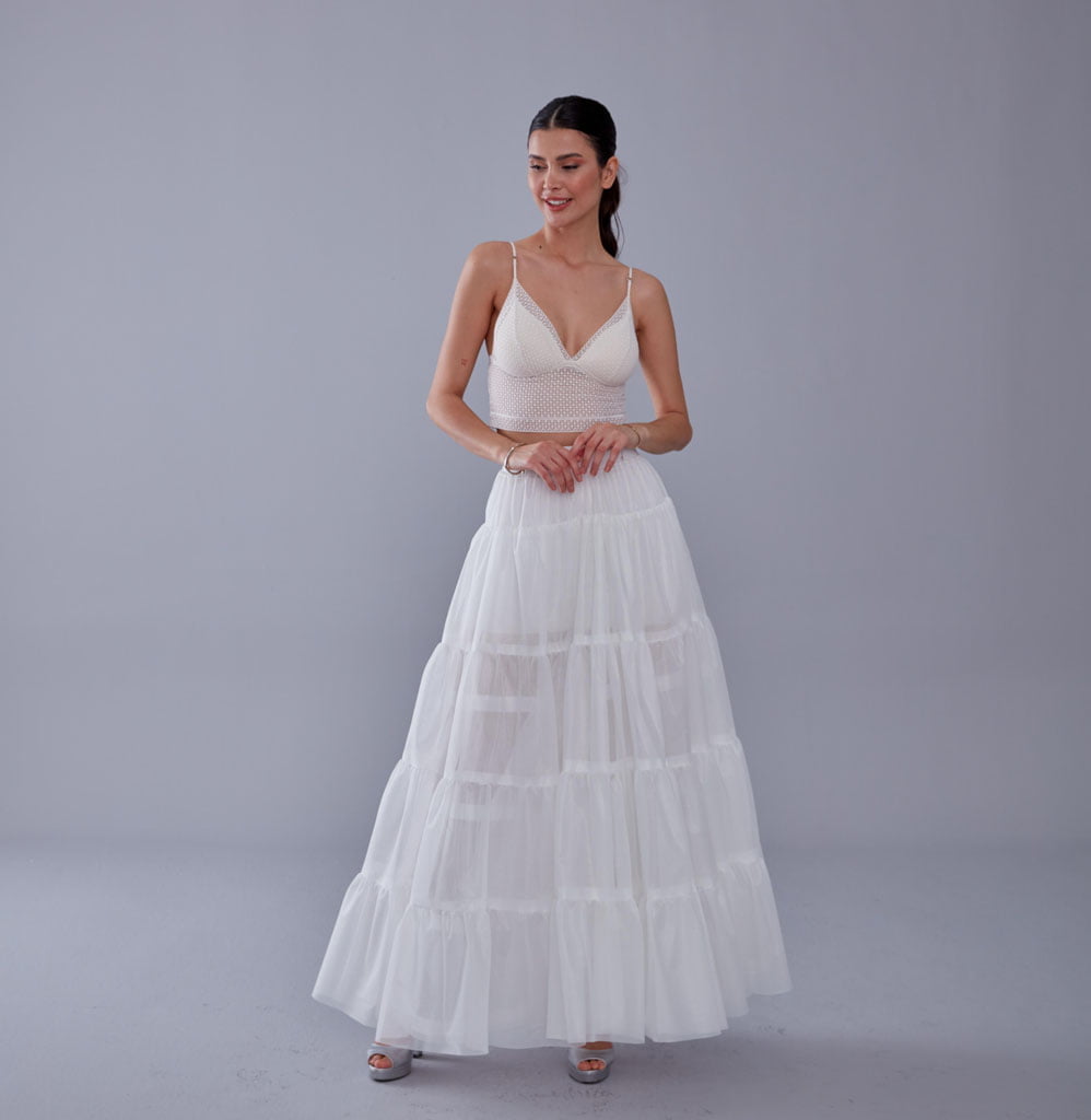 White Petticoat with Elastic Band - Perfect for Parties – Bridal Port, view 4