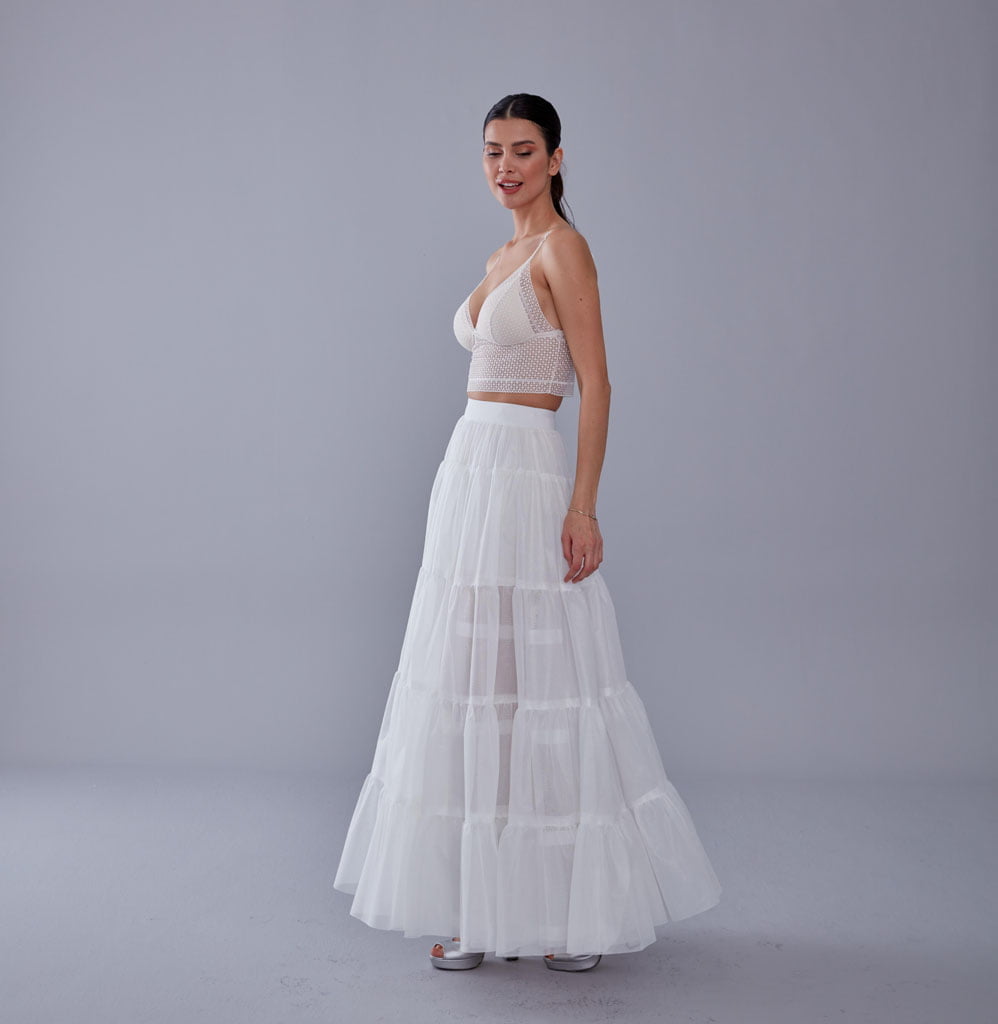 White Petticoat with Elastic Band - Perfect for Parties – Bridal Port, view 5