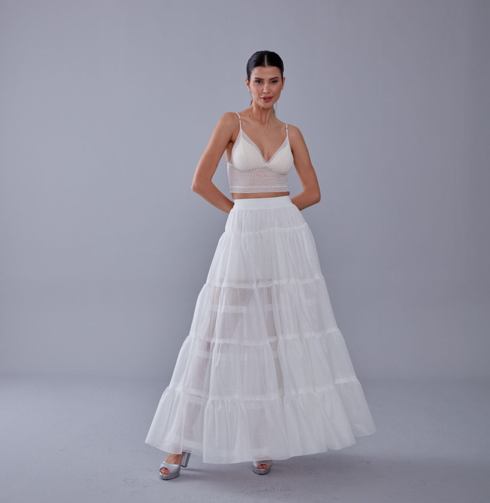 White Petticoat with Elastic Band - Perfect for Parties – Bridal Port, view 6