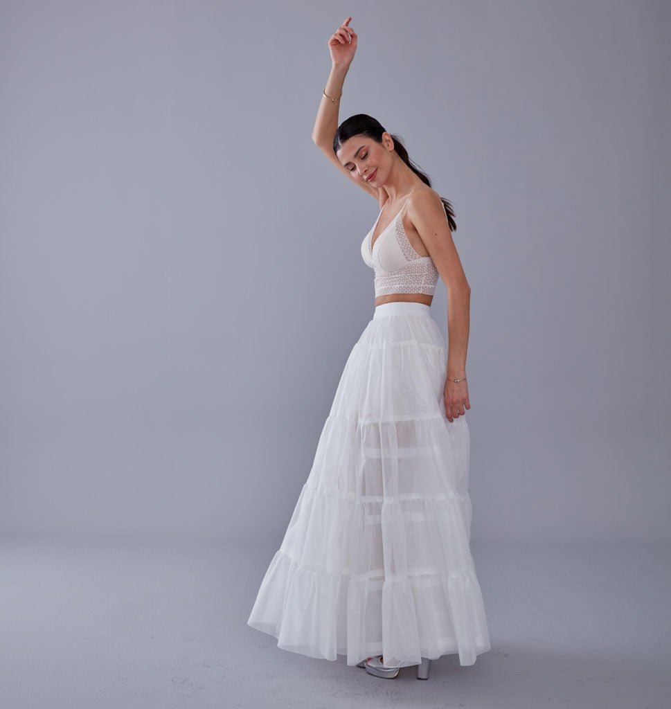 White Petticoat with Elastic Band - Perfect for Parties – Bridal Port, view 9