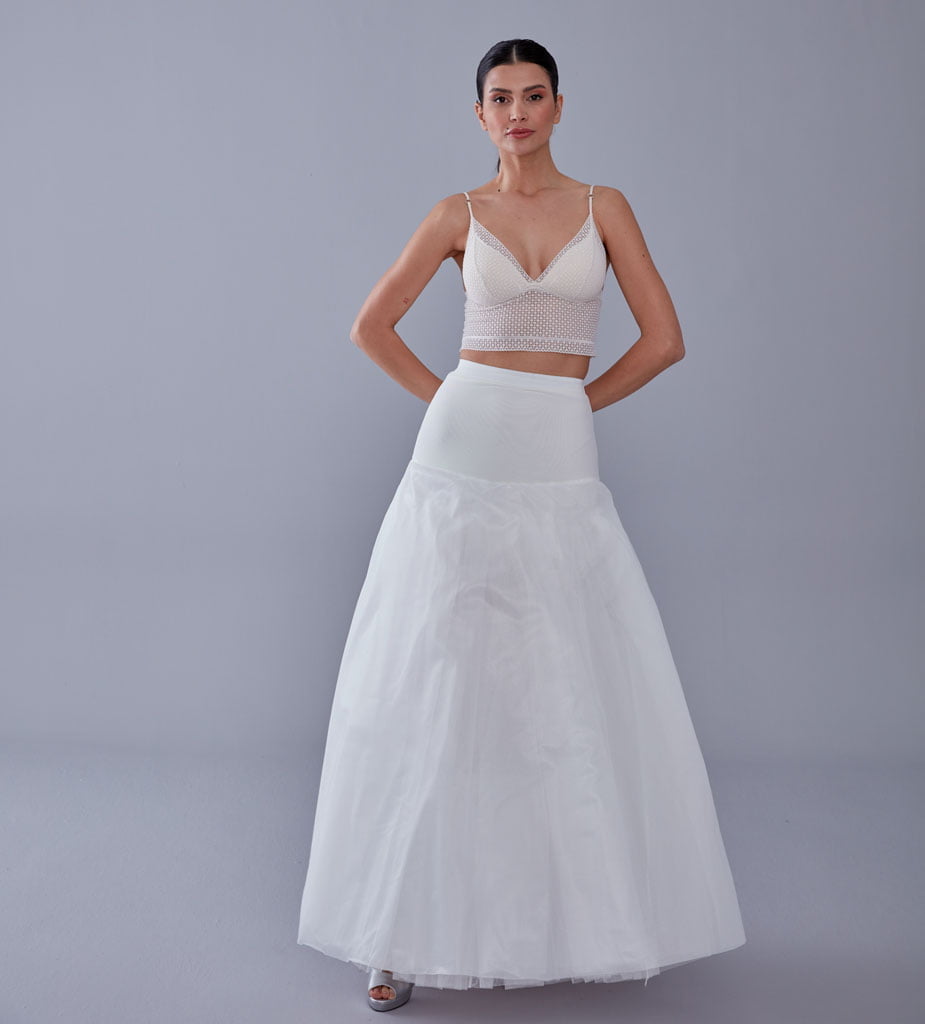 A-line Wedding Dress Underskirt, White Petticoat Skirt – Bridal Port, view 3
