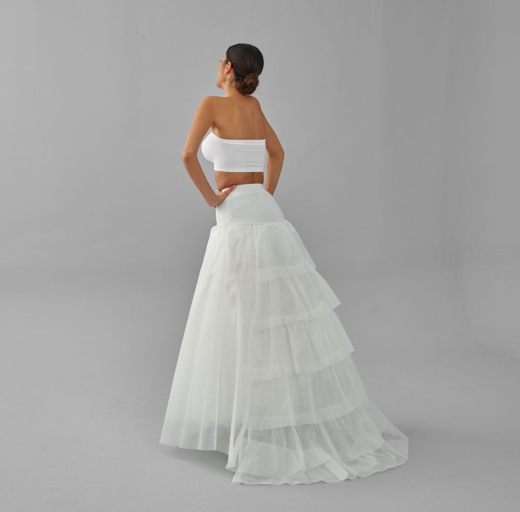 Fishtail Crinoline Skirt , Wedding Dress Underskirt, White Petticoat Skirt – Bridal Port, view 3
