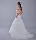 A line petticoat with train, Tiered Tulle Underskirt for Bridal Dress, Chapel Train Slip, White Crinoline 4 Hoop – Bridal Por