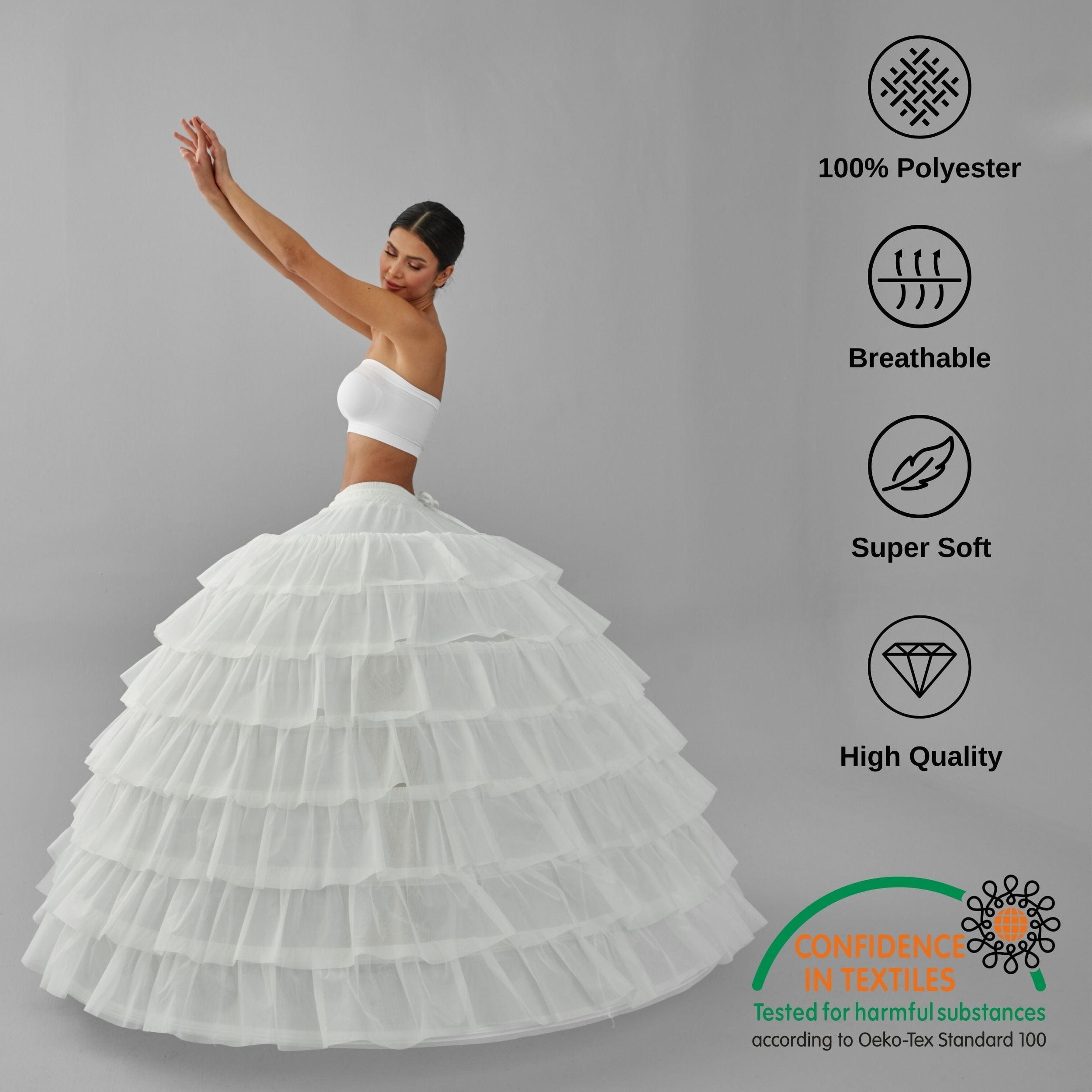 Simple Wedding Dresses Ball Gown Crinoline Skirt -Quinceanera Petticoat Skirt – Bridal Port, view 10