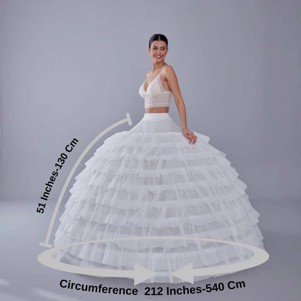 White Petticoat for Wedding Dress, 10 Hoop Bridal Underskirt, Ball Gown Crinoline, Plus Size Petticoat for Prom & Costume – B
