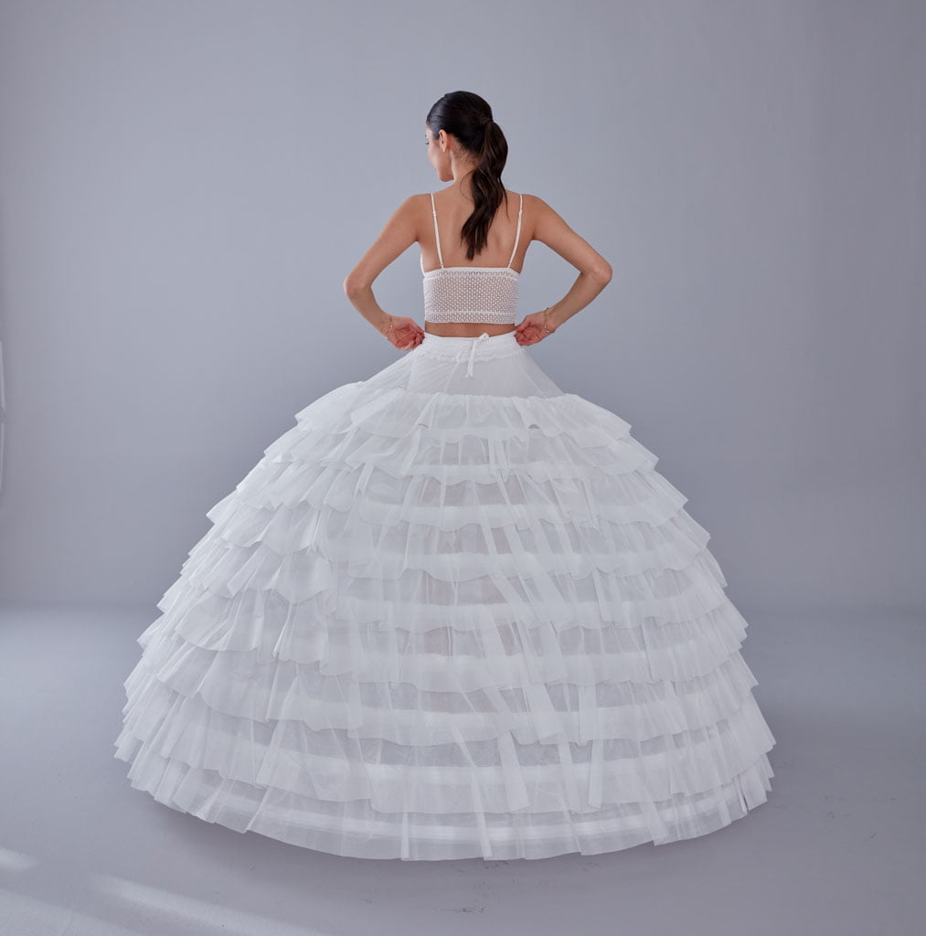 White Petticoat for Wedding Dress, 10 Hoop Bridal Underskirt, Ball Gown Crinoline, Plus Size Petticoat for Prom & Costume – B
