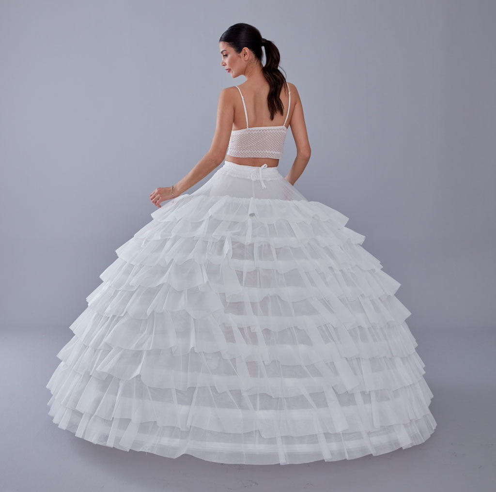 White Petticoat for Wedding Dress, 10 Hoop Bridal Underskirt, Ball Gown Crinoline, Plus Size Petticoat for Prom & Costume – B