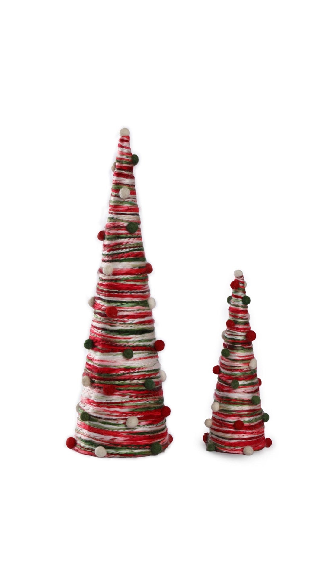 KADOU BOUTIQUE Chunky Yarn Tree with Pom-pom - Set Of 2 — main product shot