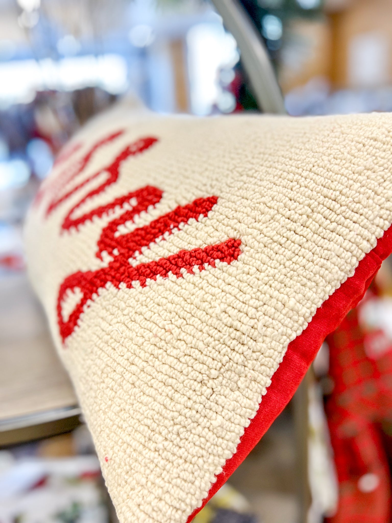 KADOU BOUTIQUE Merry Decorative Knit Pillow — lifestyle context