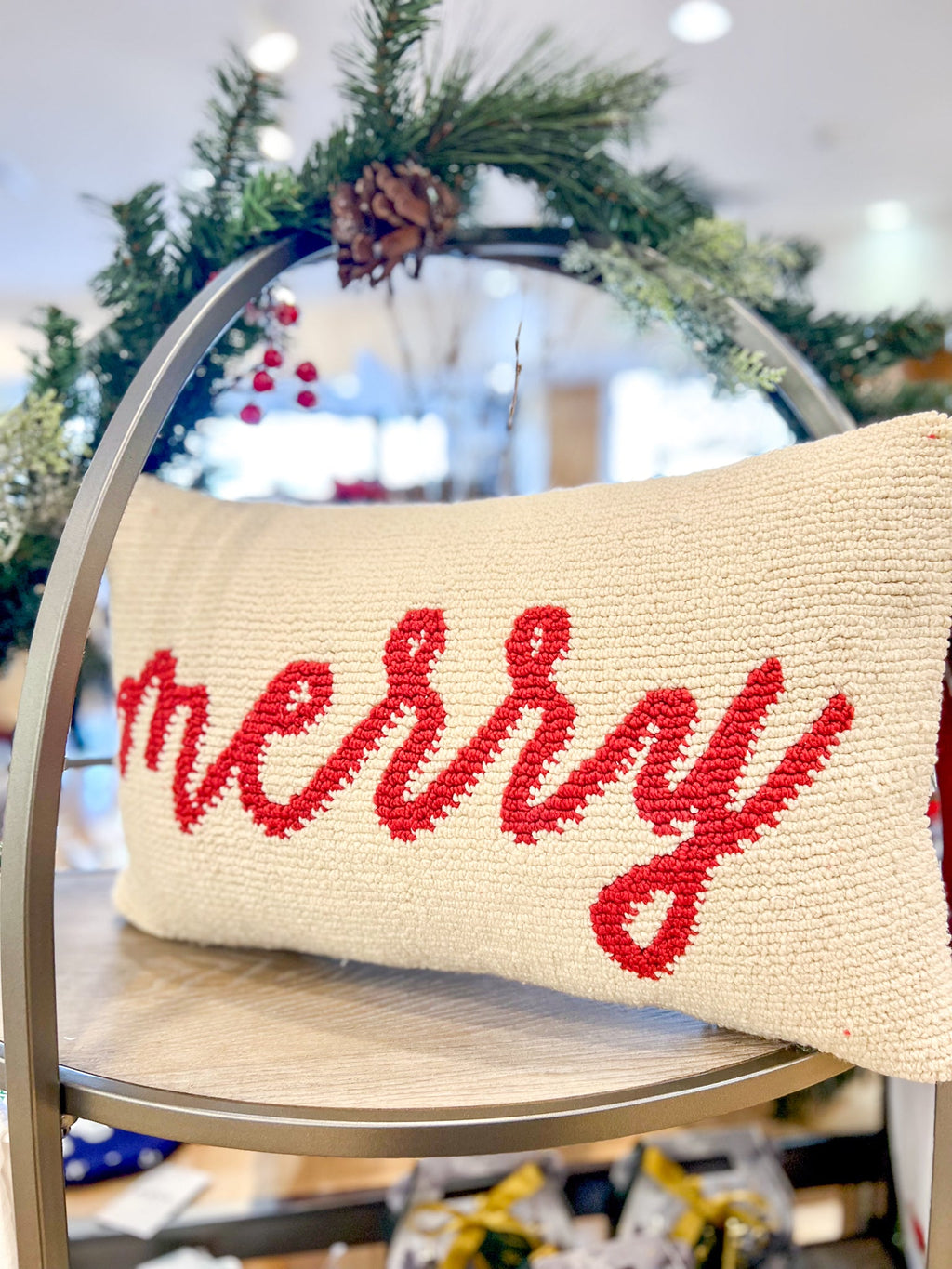 KADOU BOUTIQUE Merry Decorative Knit Pillow — detail close-up