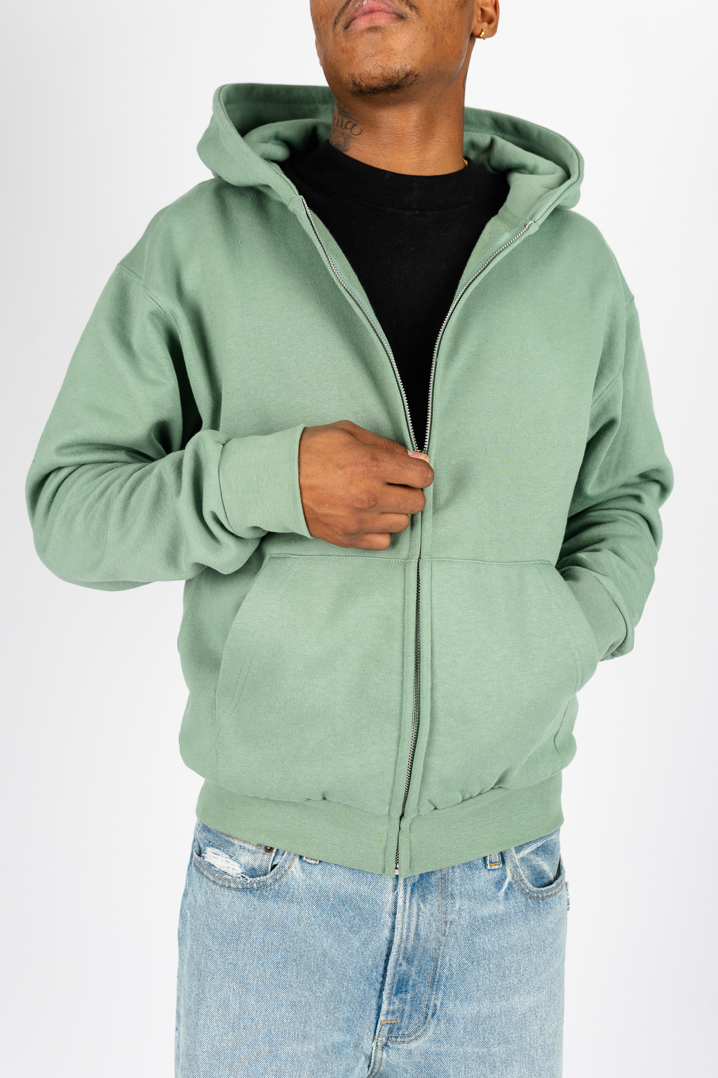 Superline Heavyweight Boyfriend Zip Up — fabric or material detail