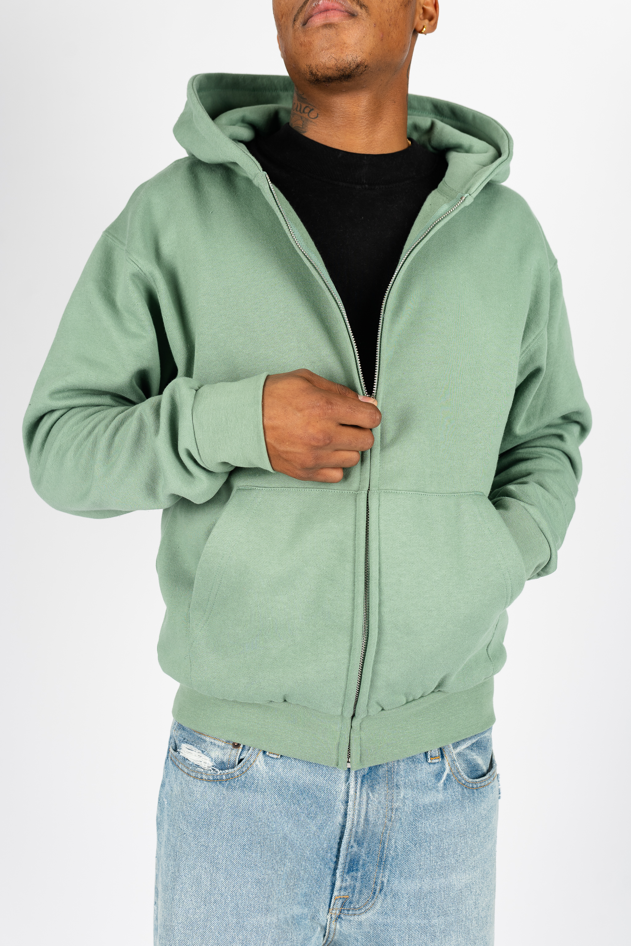 Superline Heavyweight Boyfriend Zip Up — fabric or material detail
