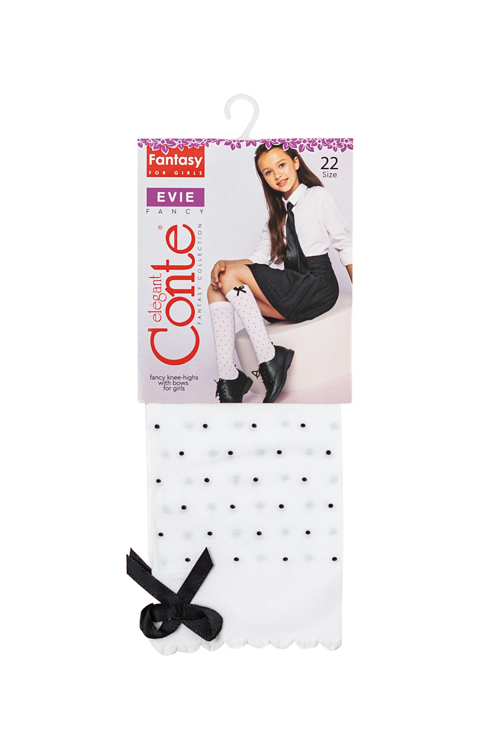TheRanok.com Conte Knee-Highs for girls Evie 50 Den - Decorative Bow — back view