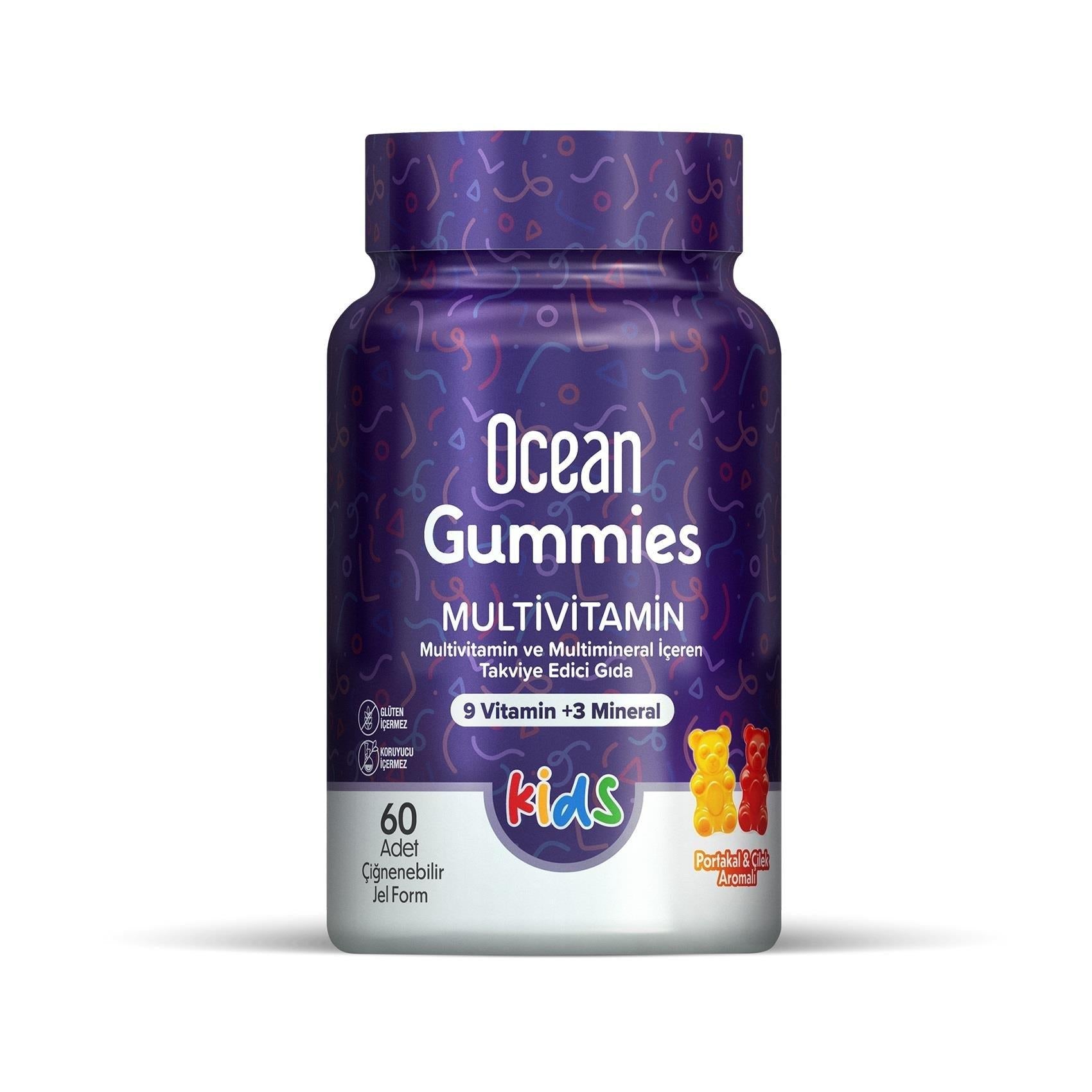 Ocean Gummies Multivitamin for Kids - 60 Chewable Jelly Forms with Vitamins & Minerals - Supports Healthy Development