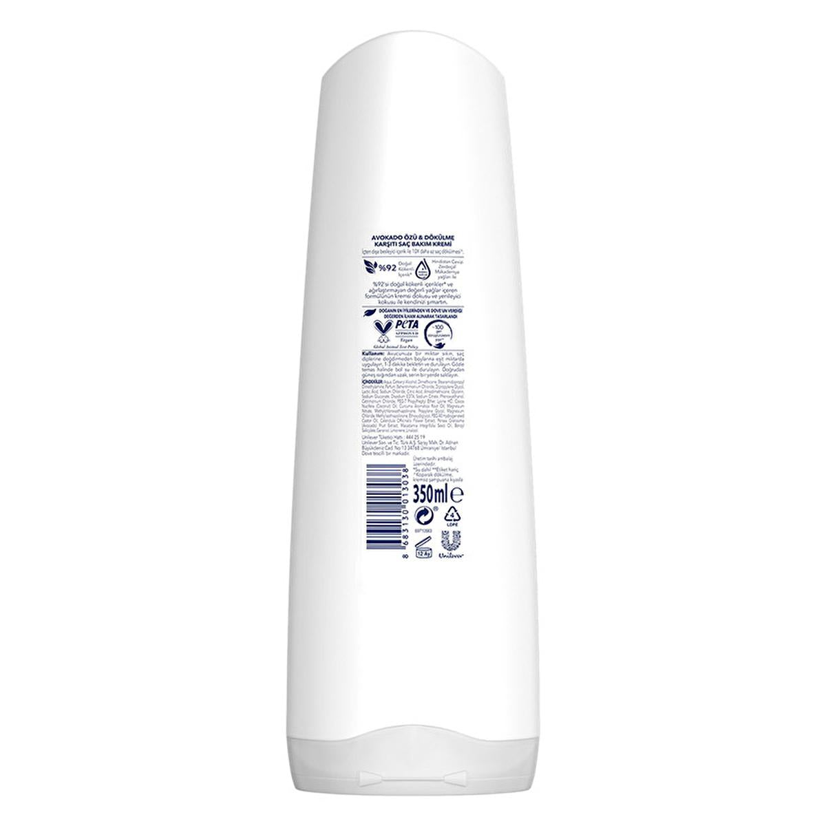 Dove Hair Care Cream - Anti-Hair Loss with Avocado Extract, Natural Ingredients, Vegan, 11.83 fl oz