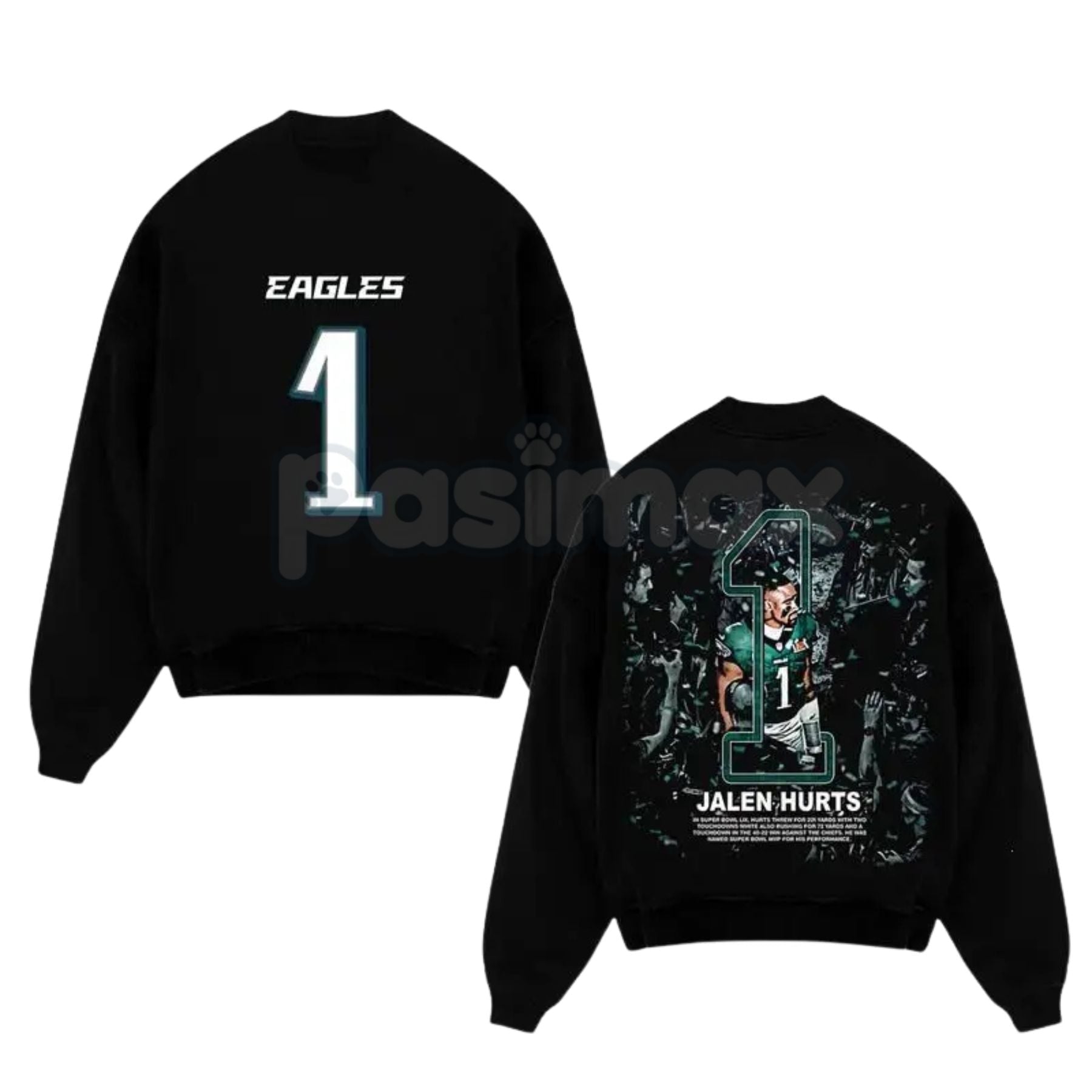 Pasimax Eagles Nation Jalen Hurts "Fly Eagles Fly" Game Day Cotton Sweatshirt – Premium Fan Apparel — main product shot