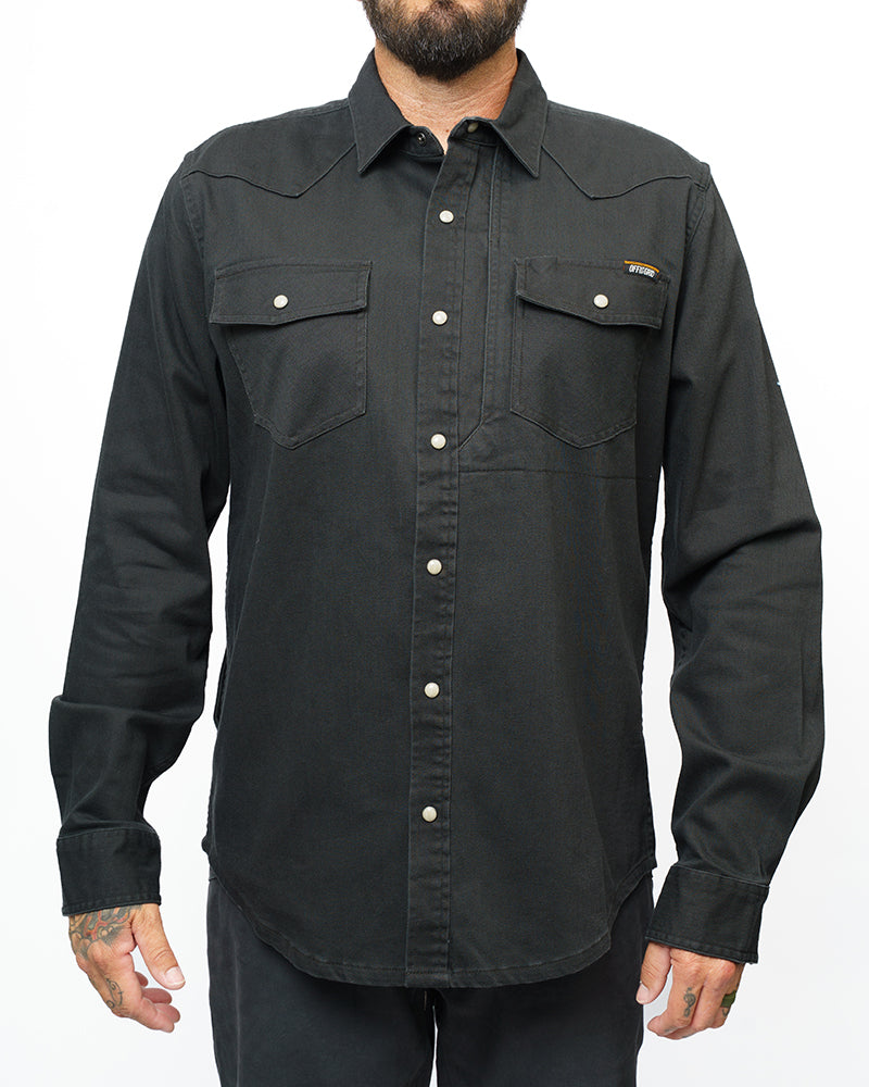 Off The Grid Surplus Earl Denim Shirt - Vintage Black — lifestyle context