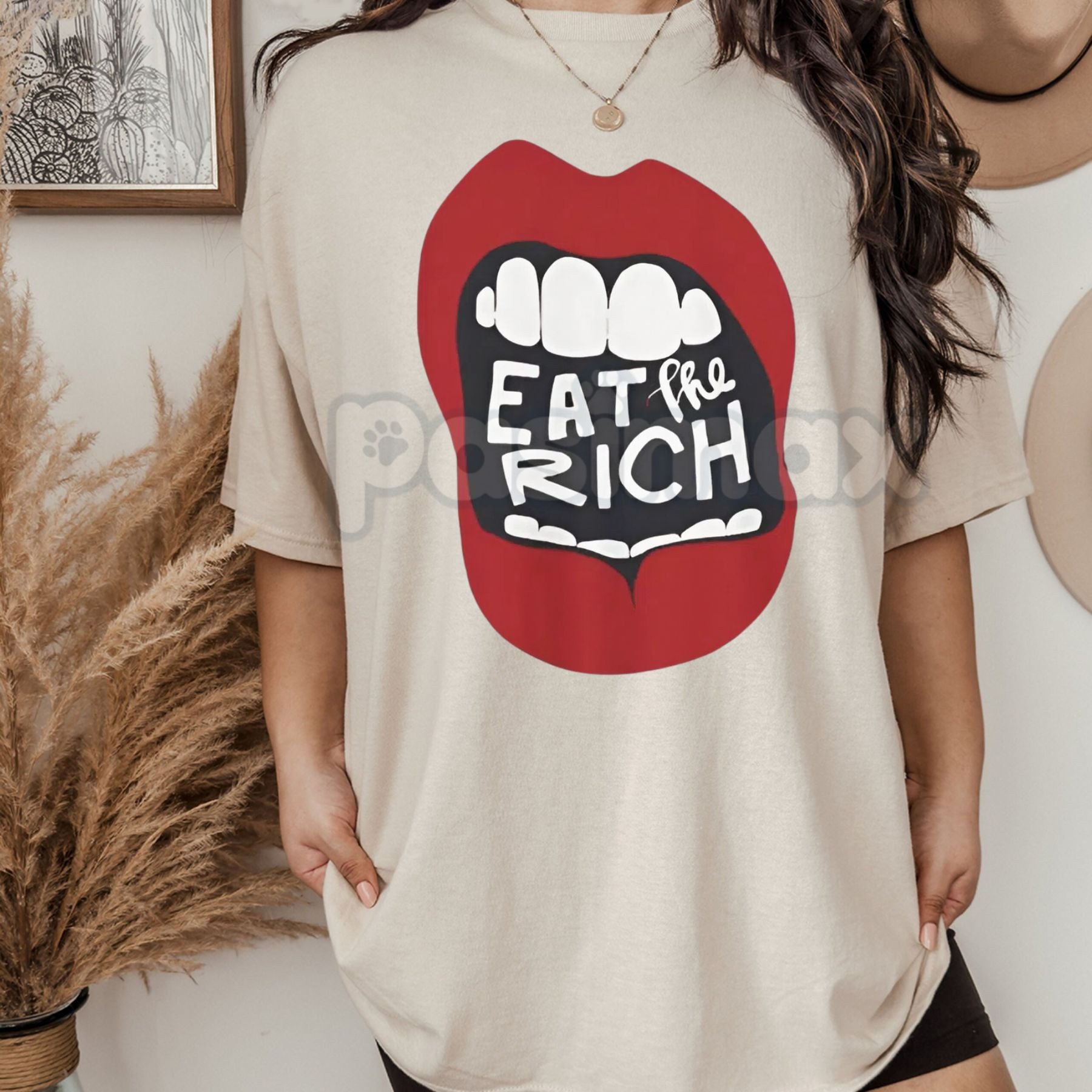 Pasimax "Eat The Rich" Graphic T-Shirt - Anti-Capitalist Protest Tee, Funny Subversive Streetwear Shirt, Sarcastic Political 