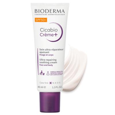 Bioderma Cicabio SPF50+ Cream - Hypoallergenic Sunscreen for Sensitive Skin, Fragrance-Free, 1.35 fl oz