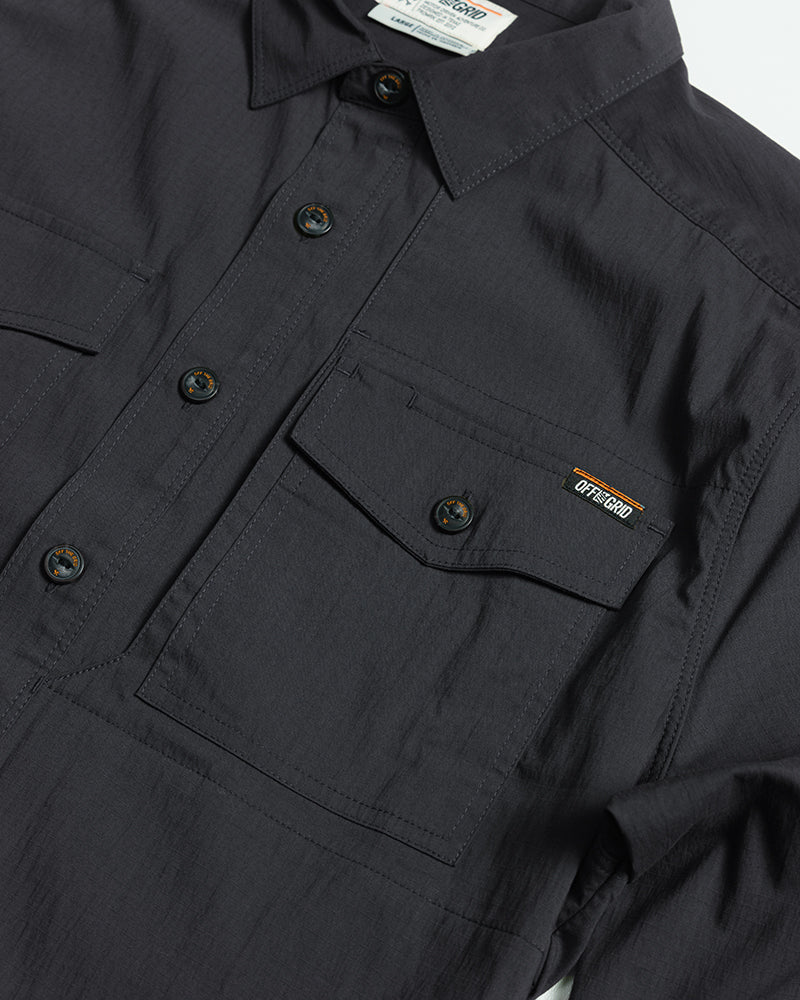 Off The Grid Surplus Echo Bravo LS Shirt - Vintage Black — fabric or material detail