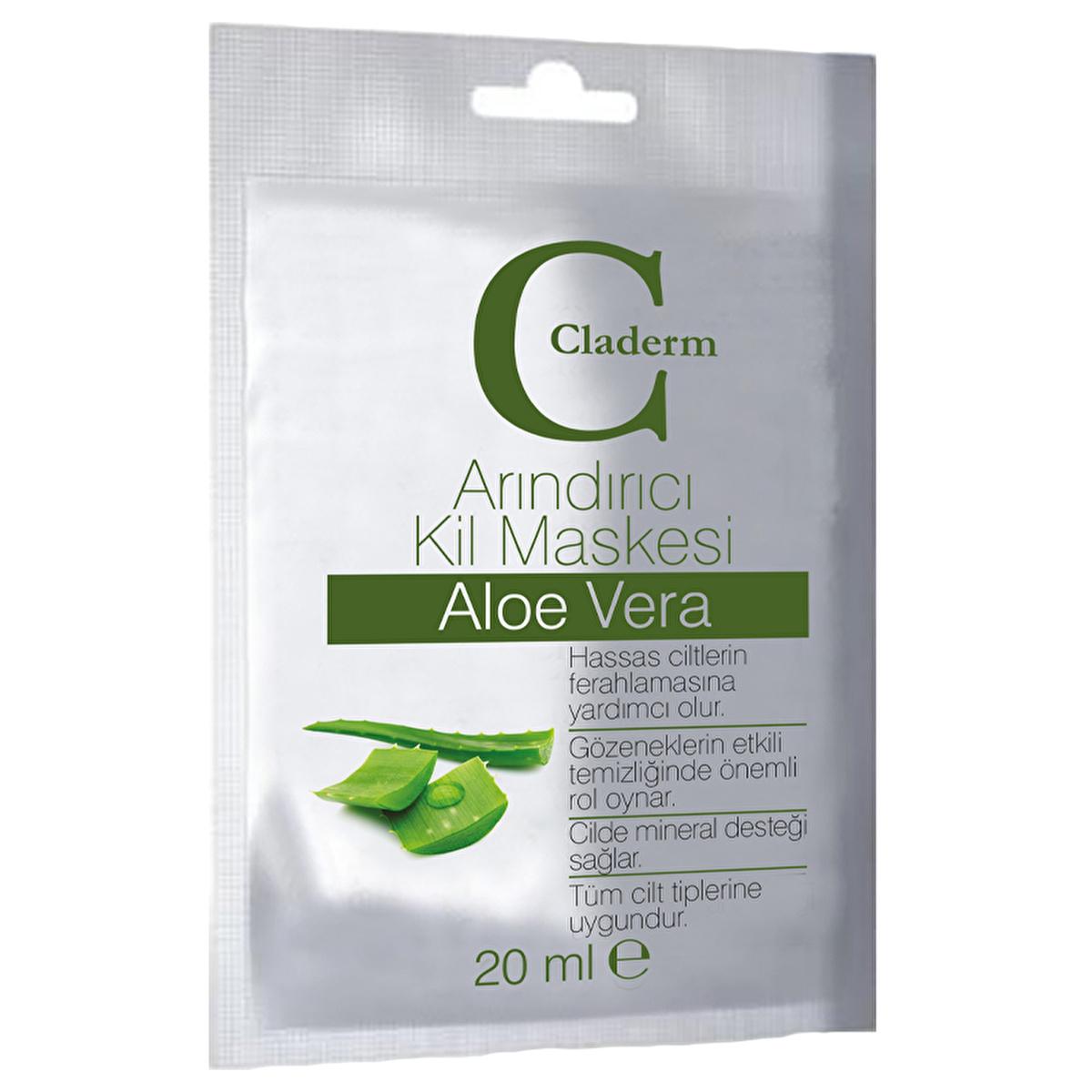 Claderm Clay Face Mask with Aloe Vera - Natural Skincare for Sensitive Skin, 0.68 fl oz