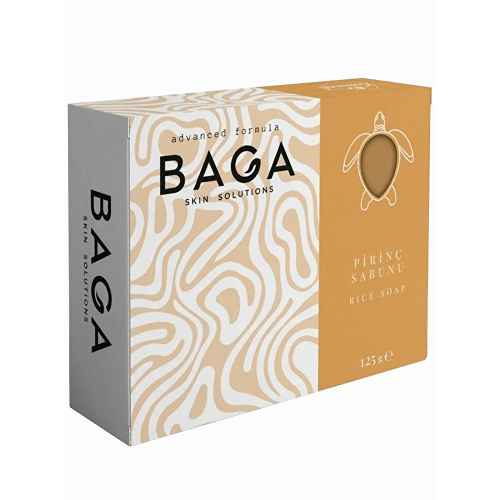 Baga Rice Soap - Natural Skin Brightening & Hair Nourishing Soap with Rice Extract & Vitamin B - Gentle Cleanser for Radiant Skin, 125g