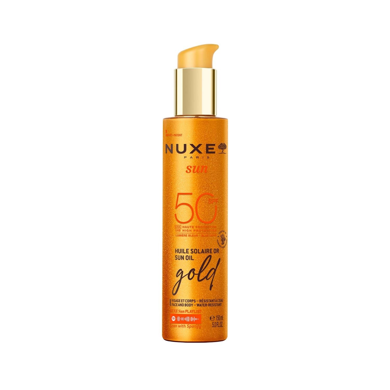 Nuxe Sun SPF50 Golden Shimmer Sunscreen Oil: Protect & Glow, Face & Body (150ml)