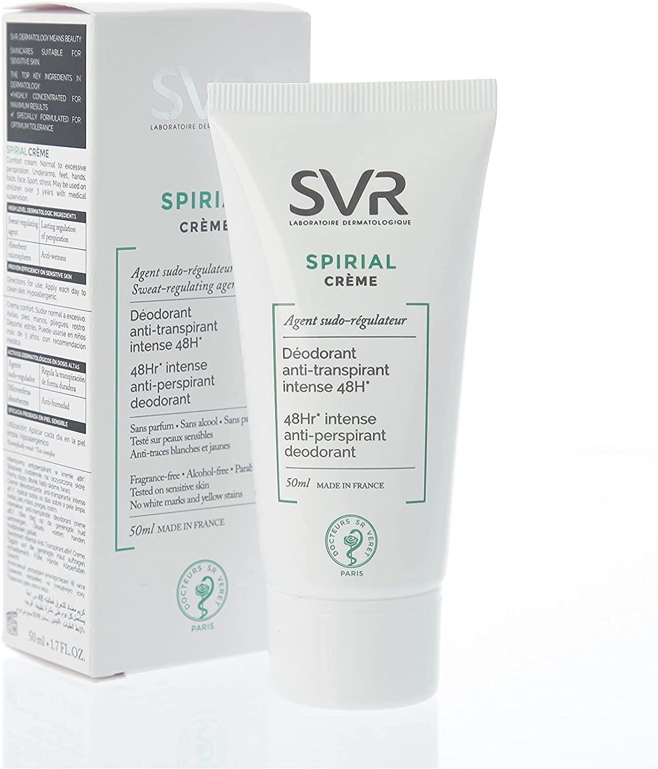 SVR Spirial Antiperspirant Cream 50ml - Fragrance-Free, Sensitive Skin Solution for Excessive Sweating