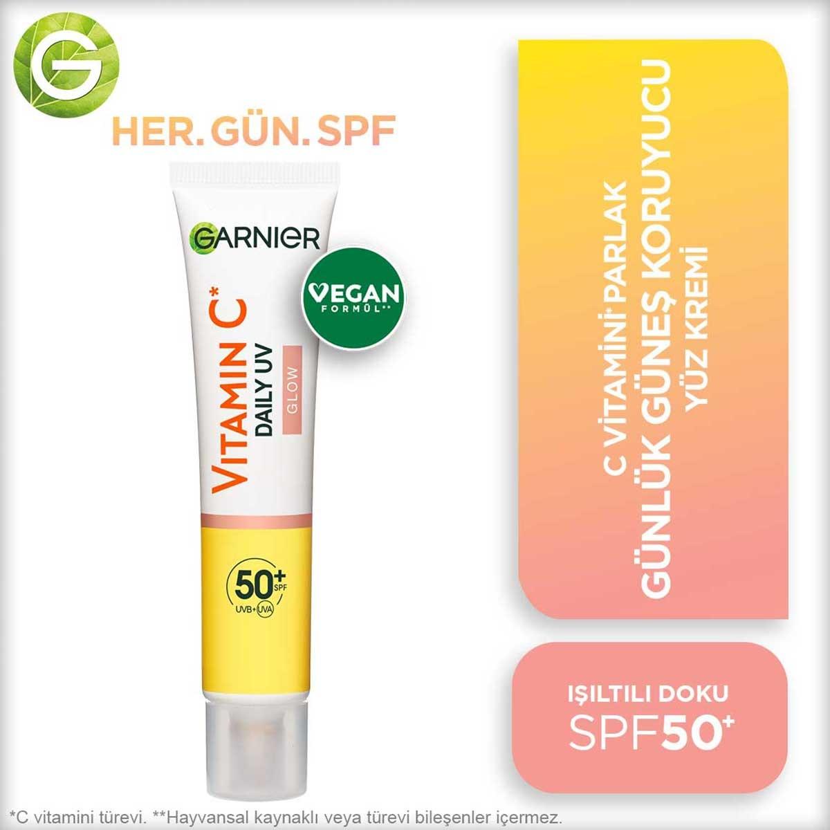 Garnier Daily Face Moisturizer with SPF50+ - Brightening Vitamin C Face Cream for Sensitive Skin