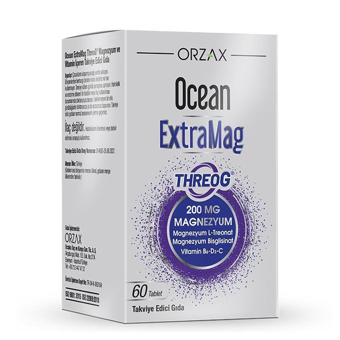 Orzax Ocean Extramag Threog 200 Mg - Magnesium & Vitamin Supplement for Adults - 60 Capsules