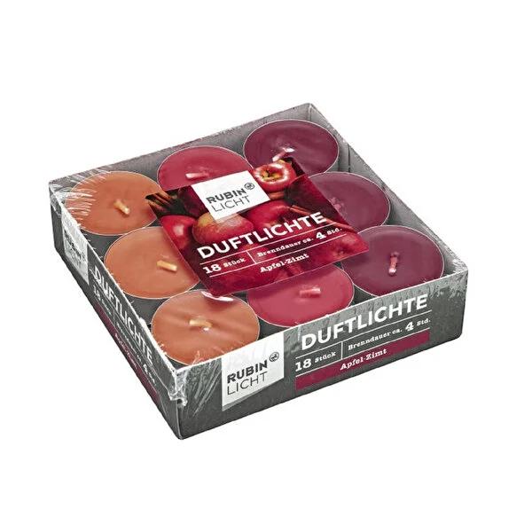 Rubin Licht Apple & Cinnamon Scented Candle Set - 18 Pack, Warm Atmosphere, Bulk Home Fragrance