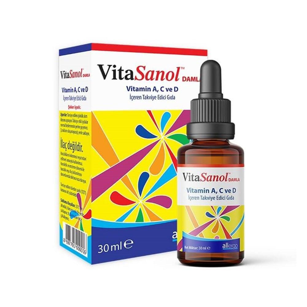 VitaSanol Vitamin A C and D Supplement Drops for Children - Dietary Supplement Drops for Kids Aged 4-10