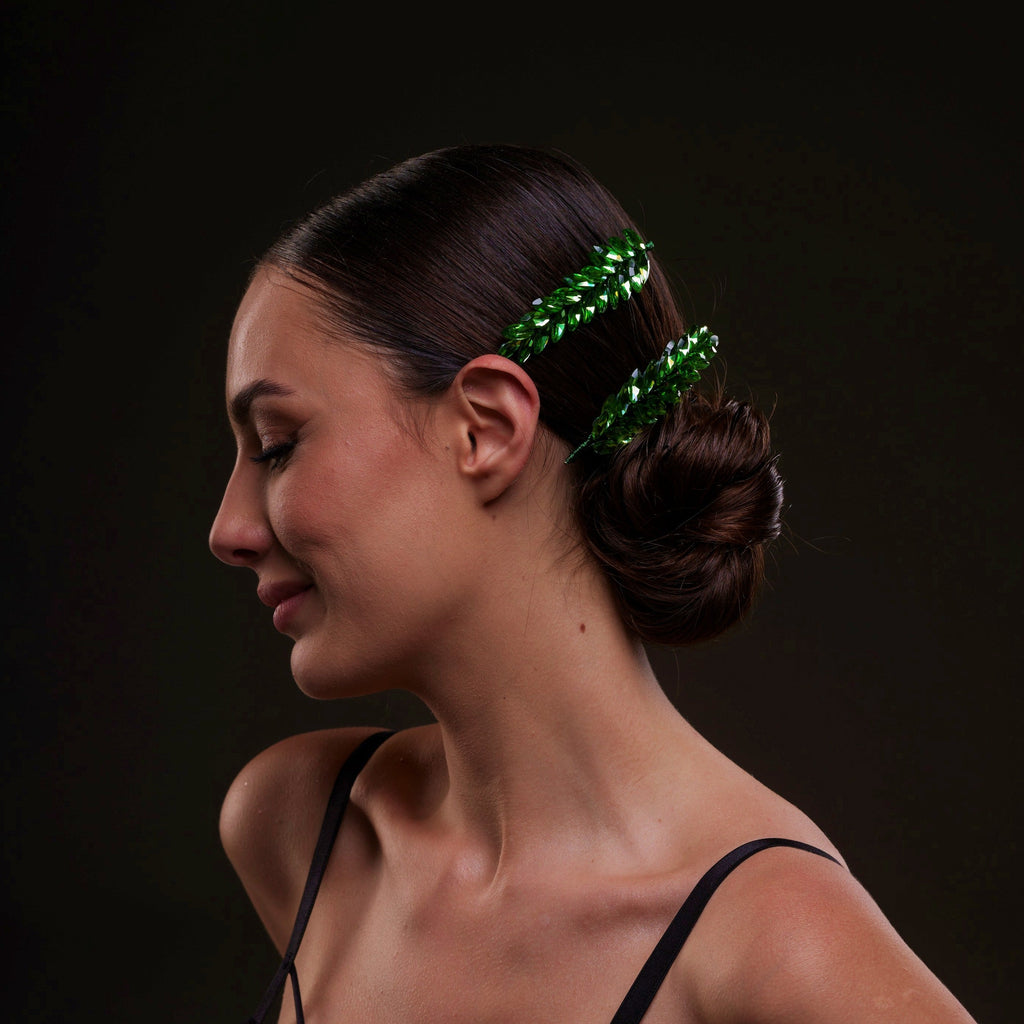 Elegant Green Crystal 2-Piece Hair Comb Set – Bridal Port