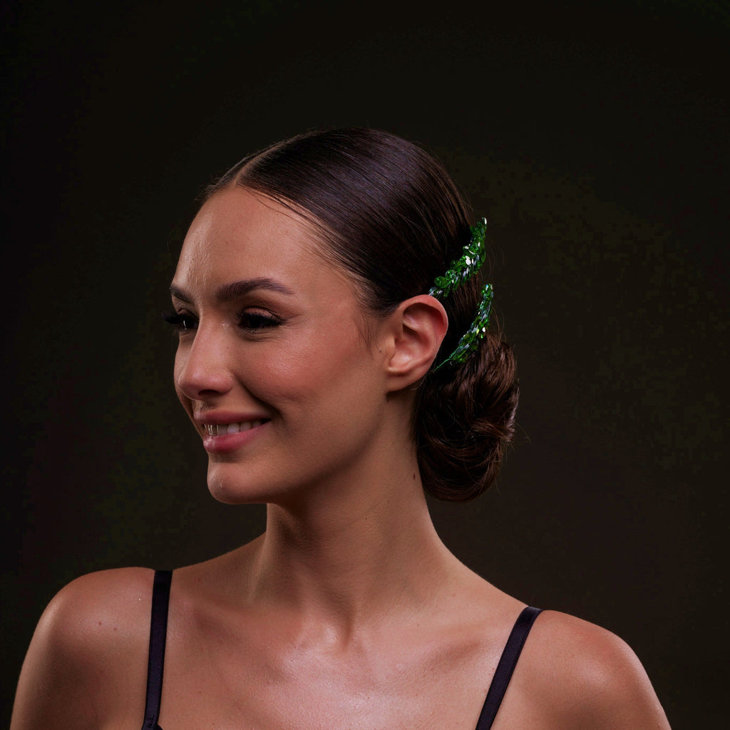Elegant Green Crystal 2-Piece Hair Comb Set – Bridal Port, view 4