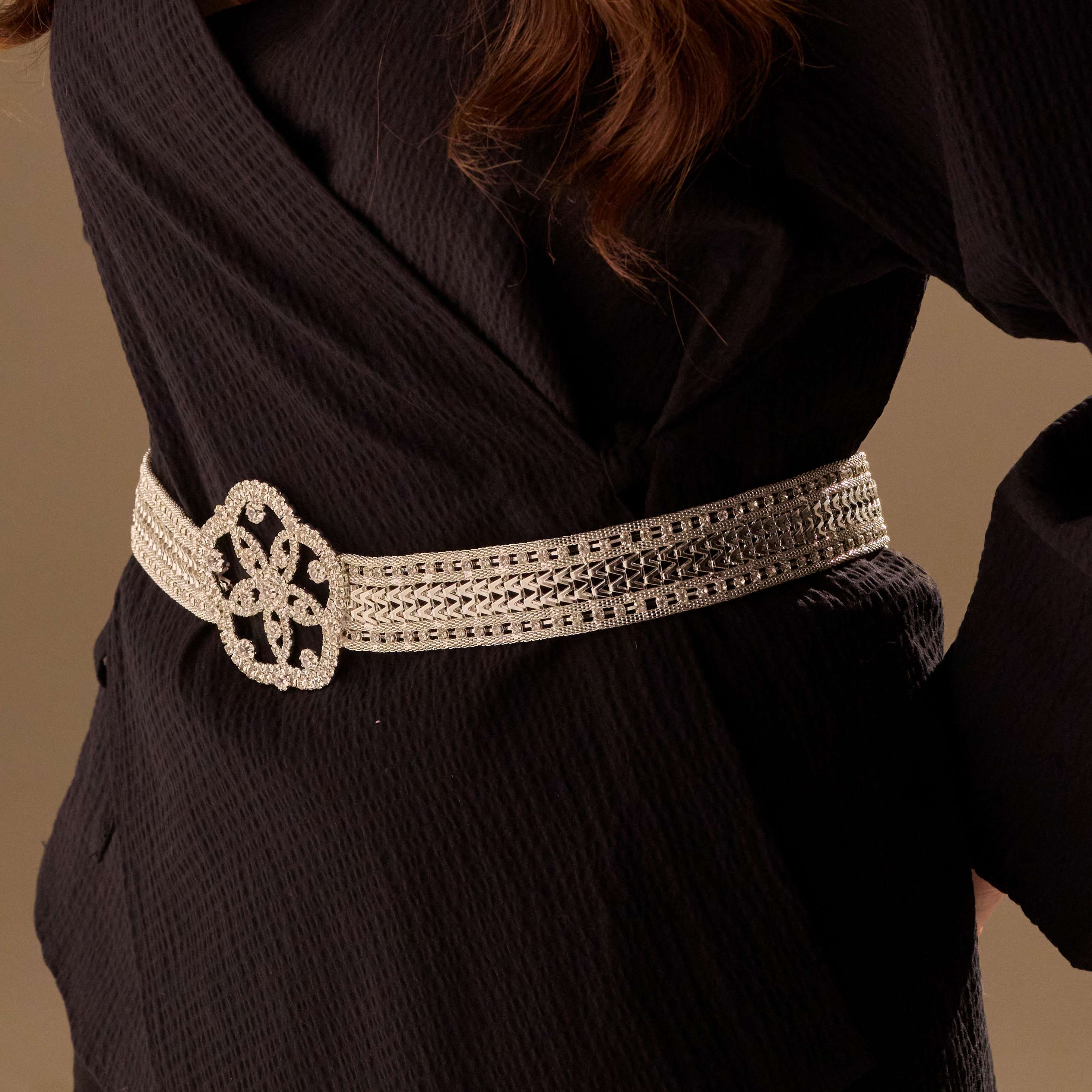 Elegant Silver Flower Belt - Bridal Sash Belt, Jeweled Belt – Bridal Port, view 4