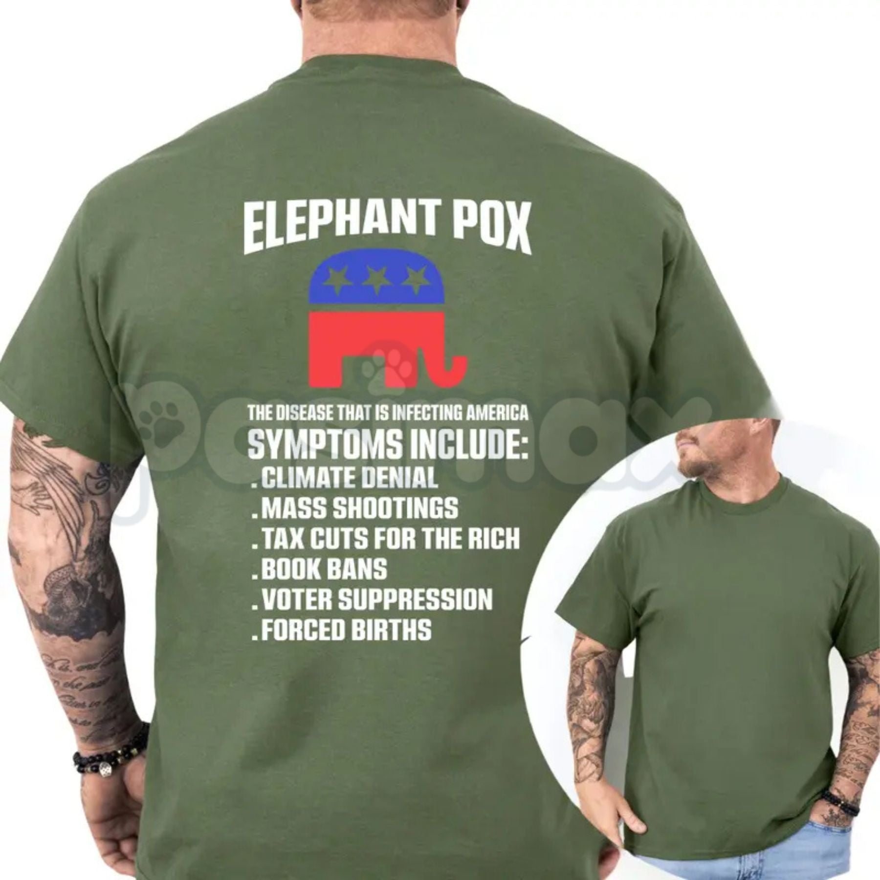 "Elephant Pox" Funny Political T-Shirt – Sarcastic Democracy Graphic Tee, Premium 100% Cotton Liberal Humor Top, Soft Lived-In Heavyweight Election Year Satire Shirt, Made in USA