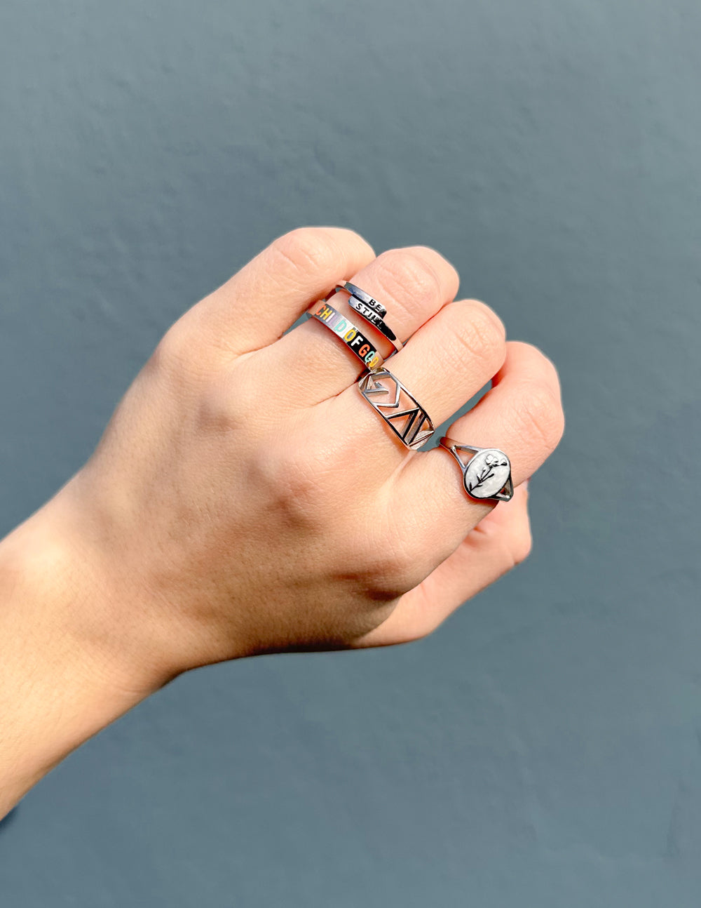 Elevated Faith Silver Highs and Lows Statement Ring — detail close-up
