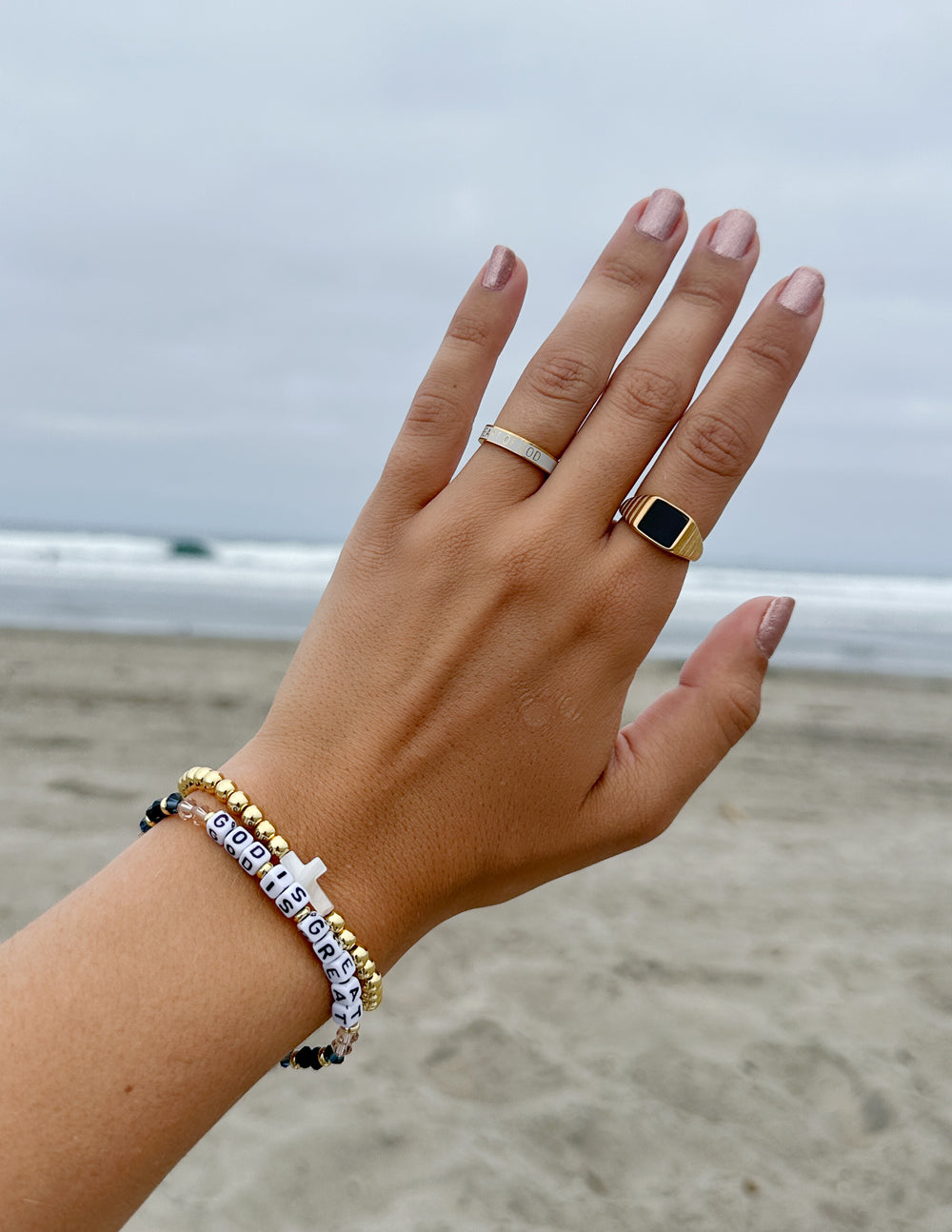 Elevated Faith Onyx Signet Ring — back view