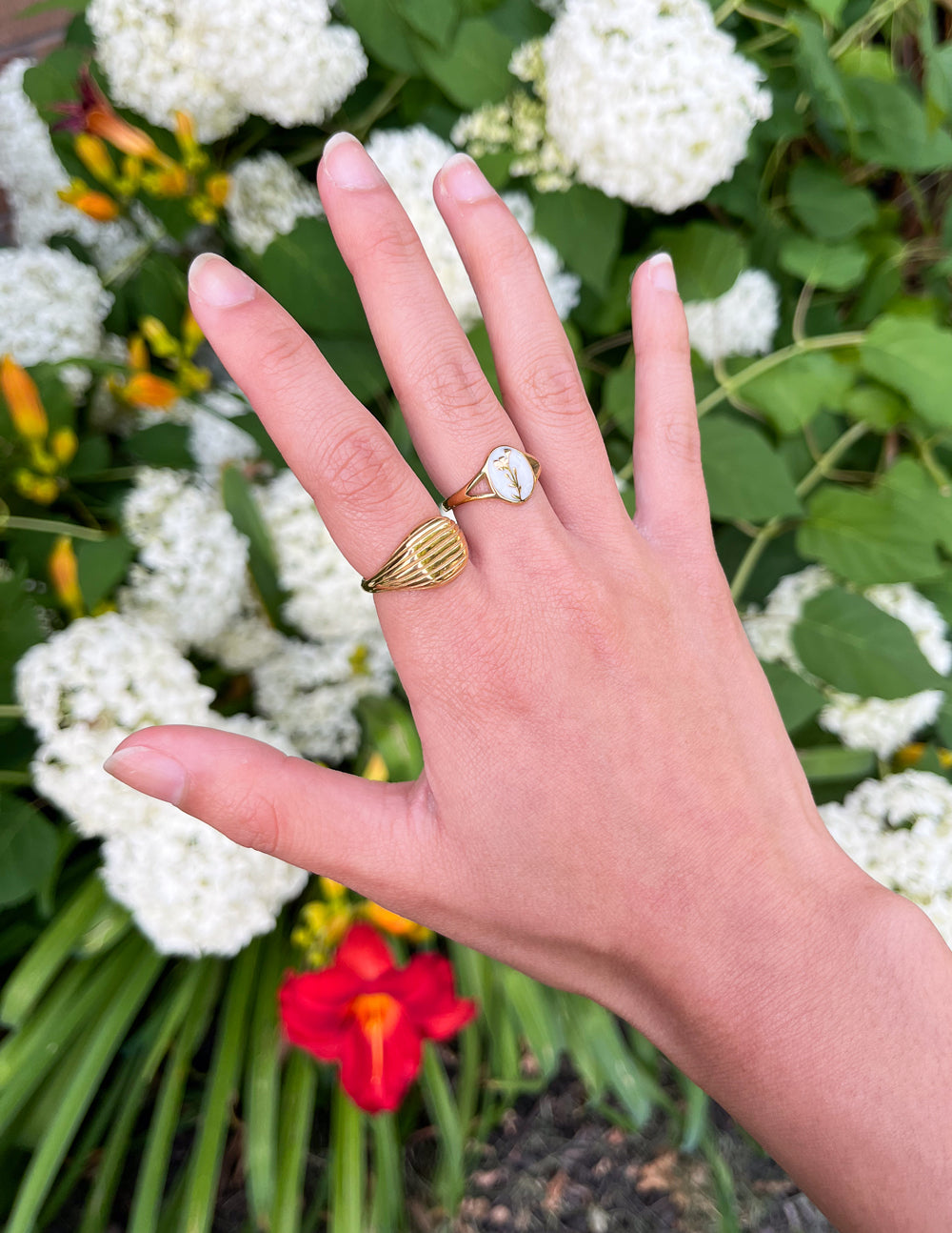 Elevated Faith Wildflower Signet Ring — back view