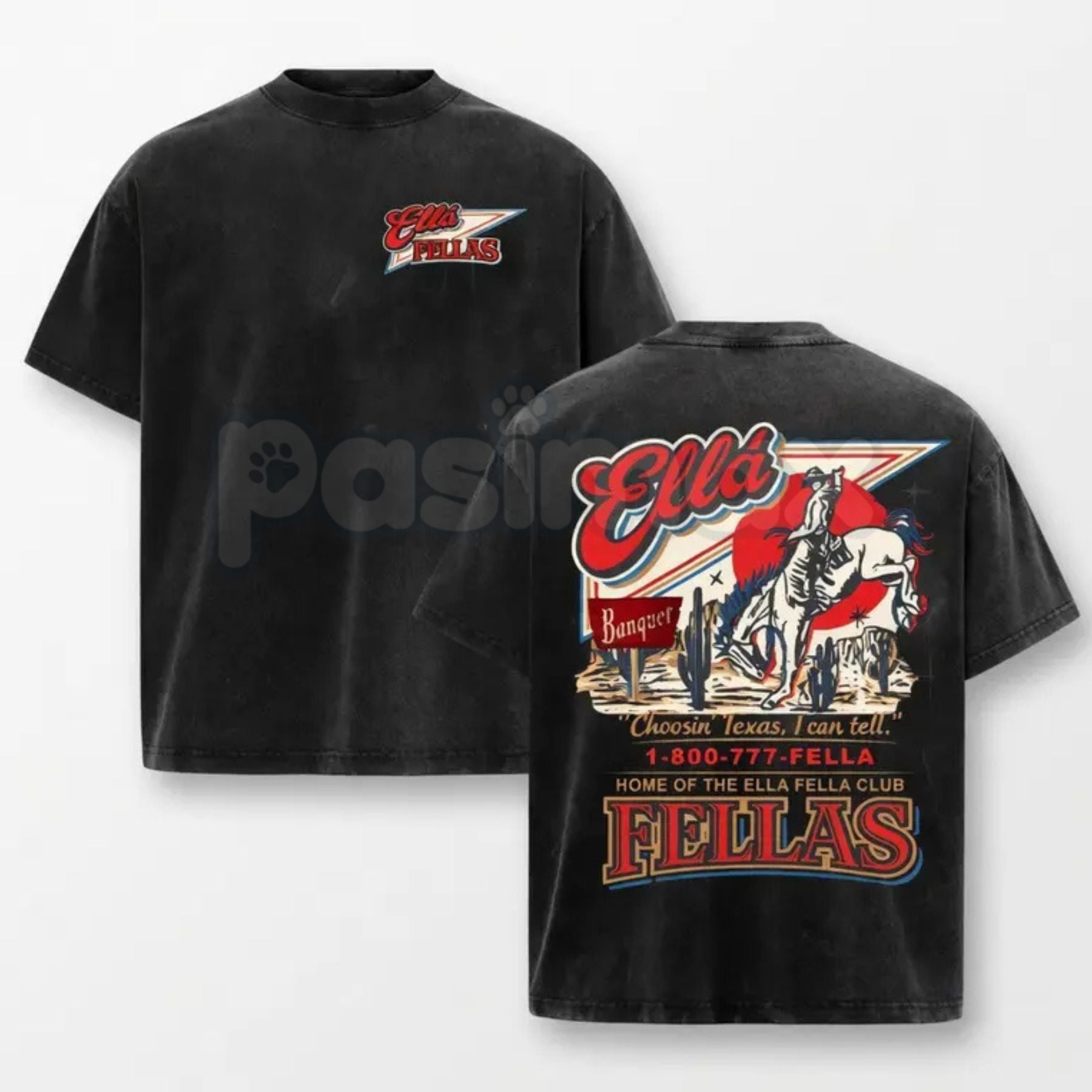 Ella Fellas Cowboy Skeleton T-Shirt – Vintage Texas Western Graphic Tee, Retro Skeleton Outlaw Washed Cotton Streetwear