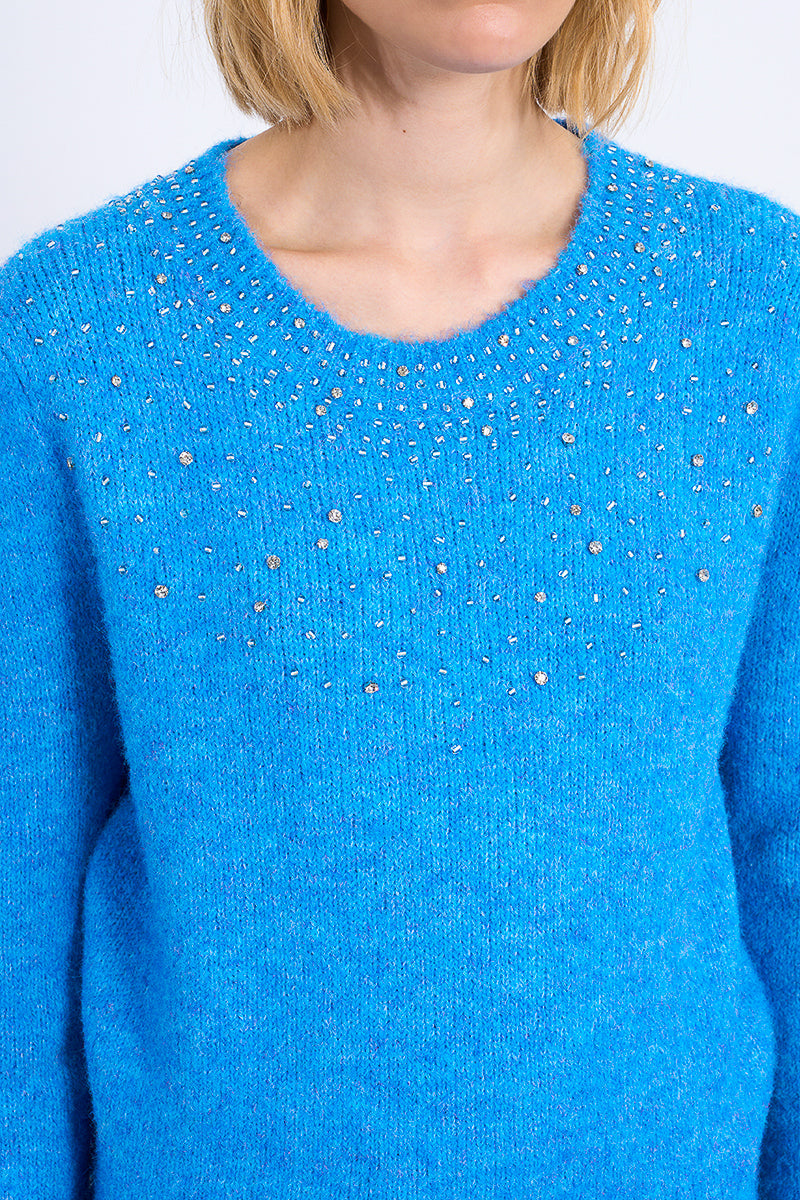 KADOU BOUTIQUE Sequin Embellished Knit Sweater — lifestyle context