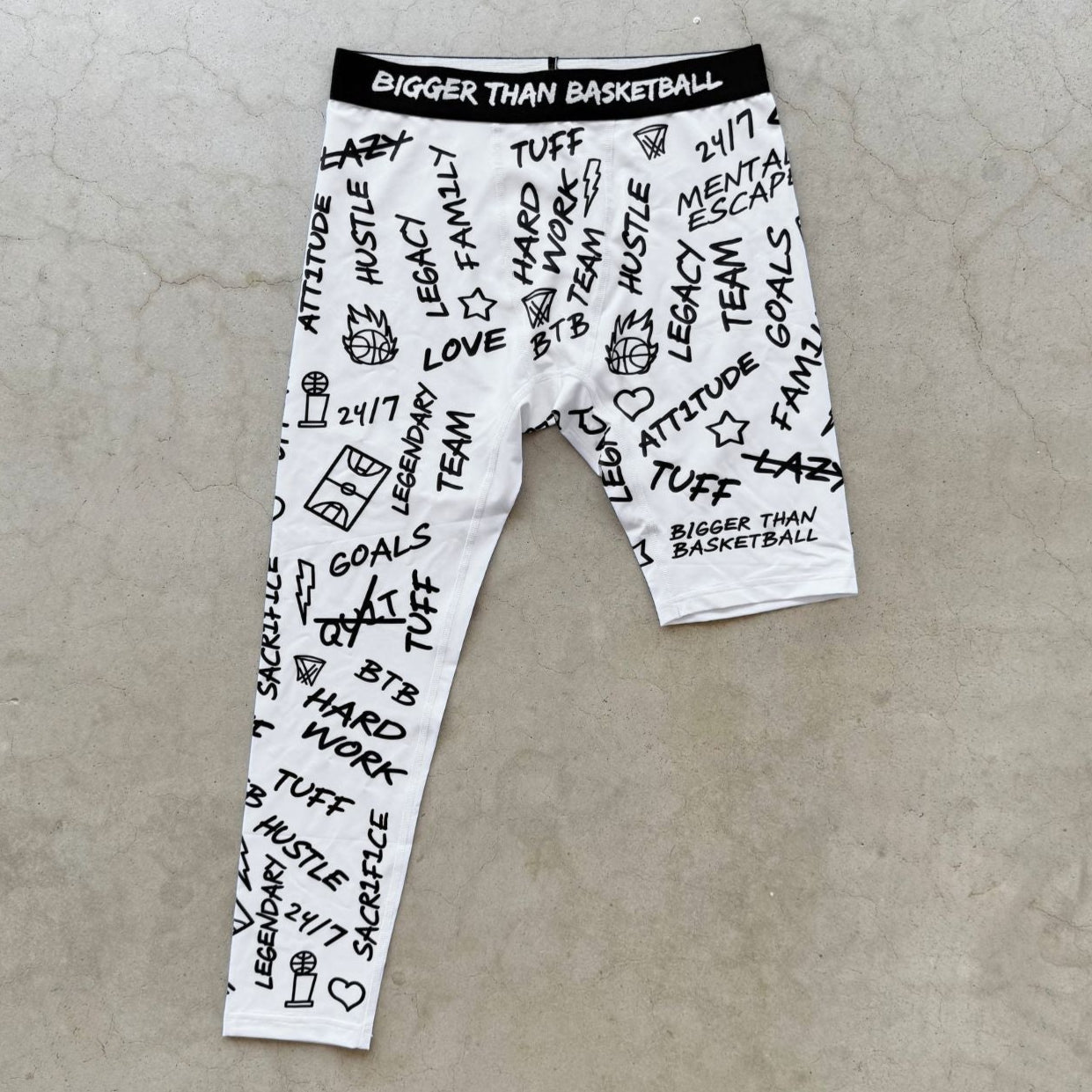Bigger Than Basketball Emotions - Single-Leg Compression Tights - Right - White — product category context
