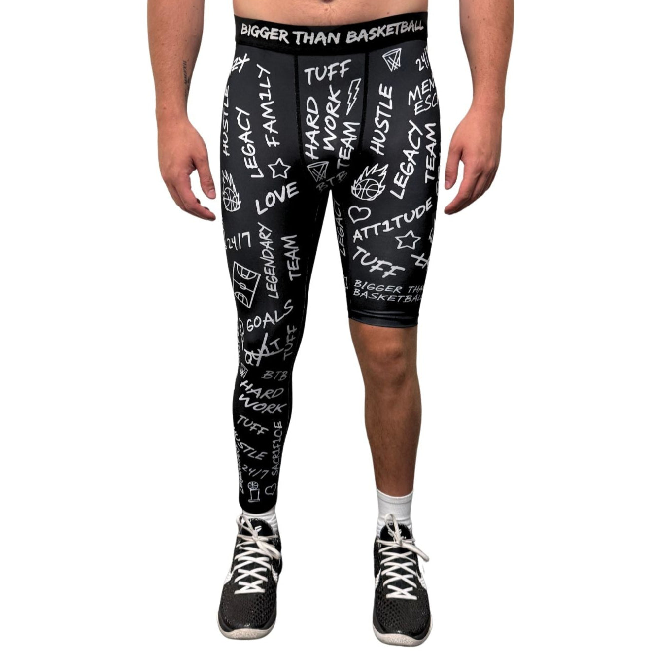Bigger Than Basketball Emotions - Single-Leg Compression Tights - Right - Black — Black detail