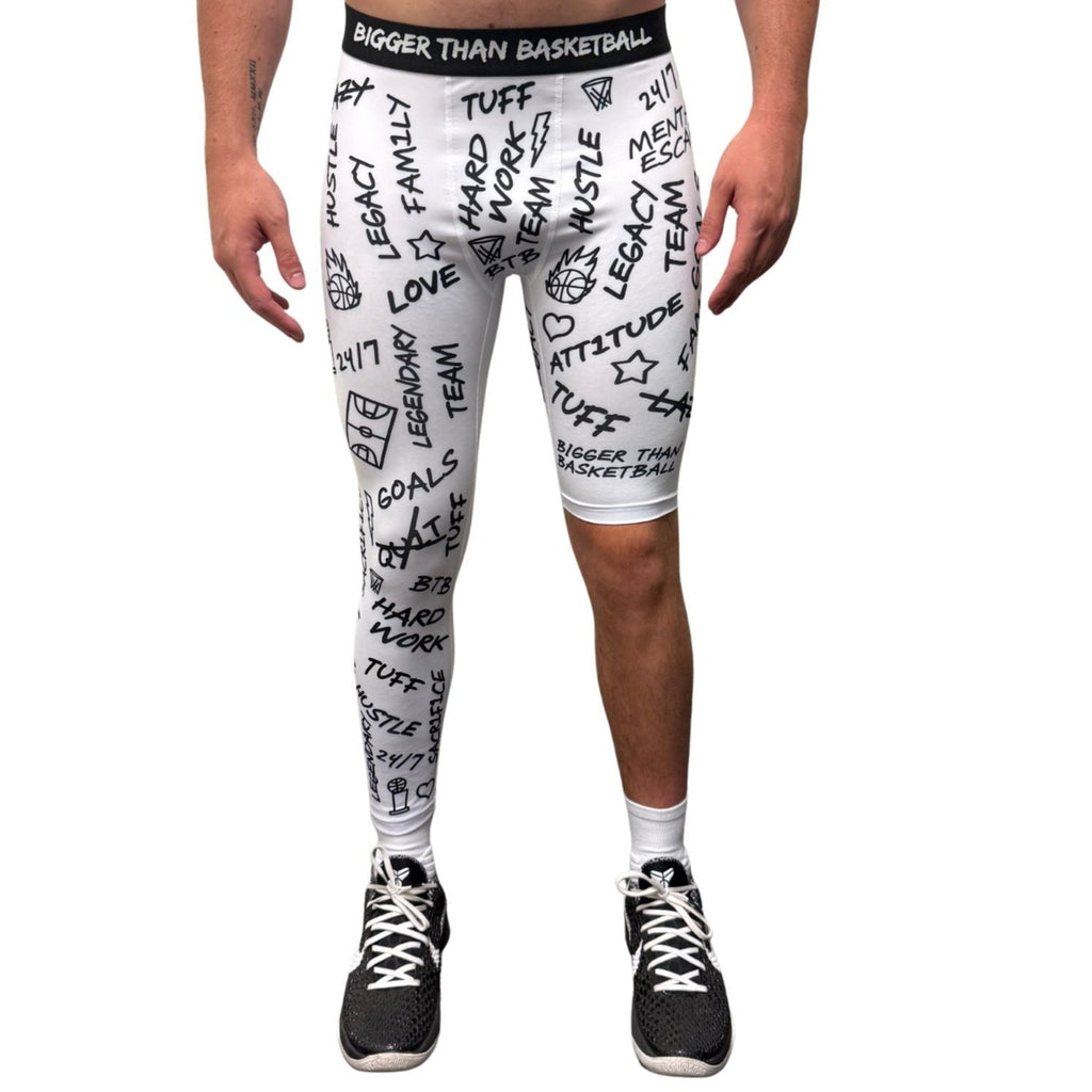 Bigger Than Basketball Emotions - Single-Leg Compression Tights - Right - White — White detail