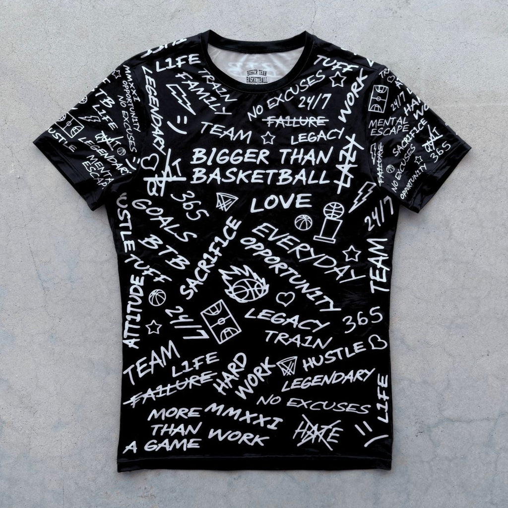 Bigger Than Basketball Emotions - Performance Compression T-Shirt - Black — Black detail