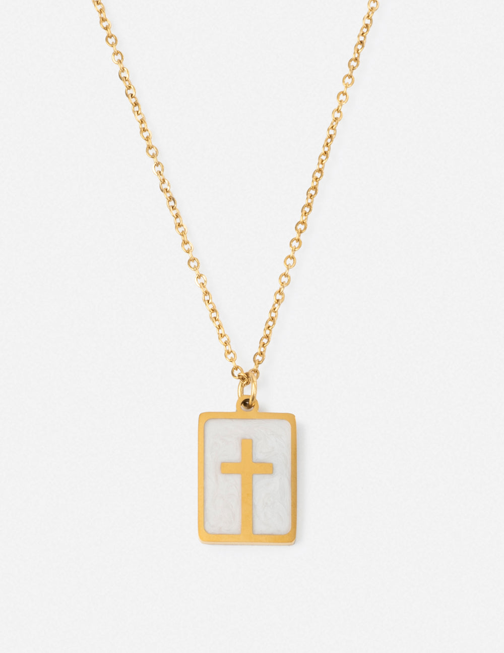 Elevated Faith Enamel Cross Necklace — main product shot